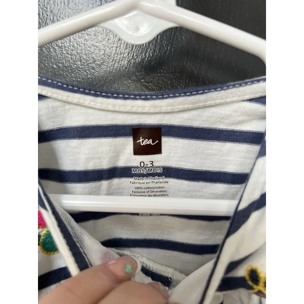 TEA Collection Floral Stripe Bubble Romper Outfit Size 0-3 Months